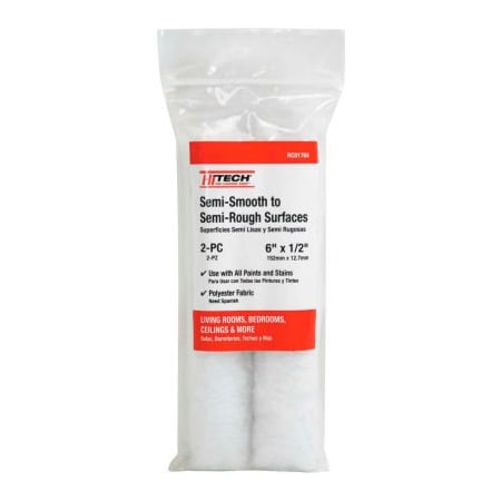 Comfort Zone 6"X1/2" Micro Polyester Roller Cover, 2 Pack - RC01764